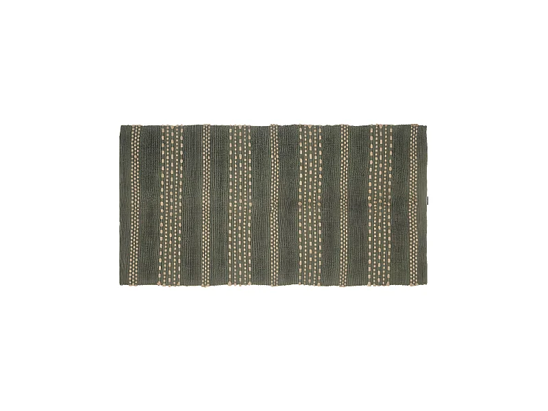Tapis décoratif en Coton Vert Kaki et Jute 70 x 140 cm