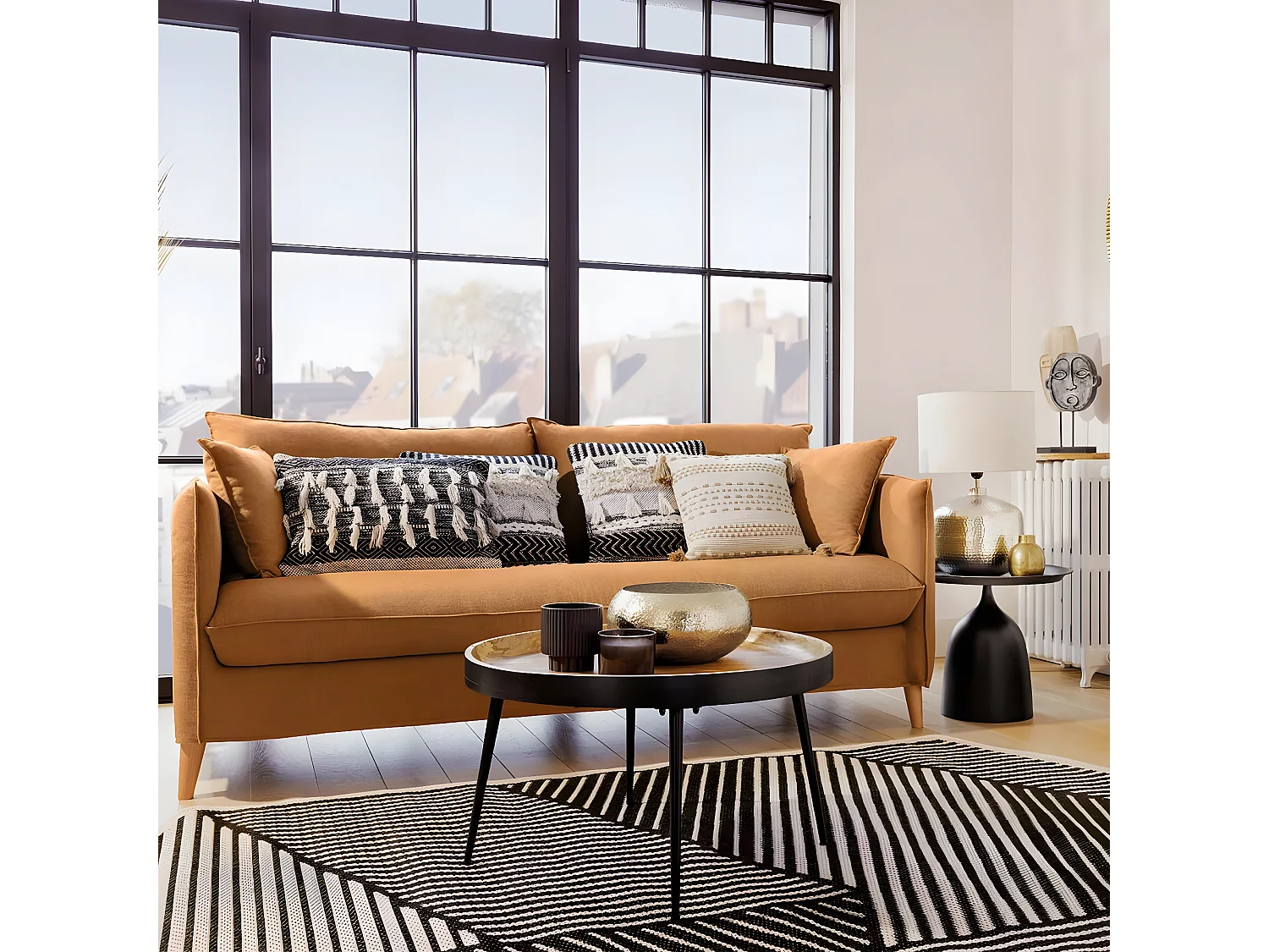 Tapis décoratif Noir pour extérieur ou intérieur en polypropylène 160 x 230 cm