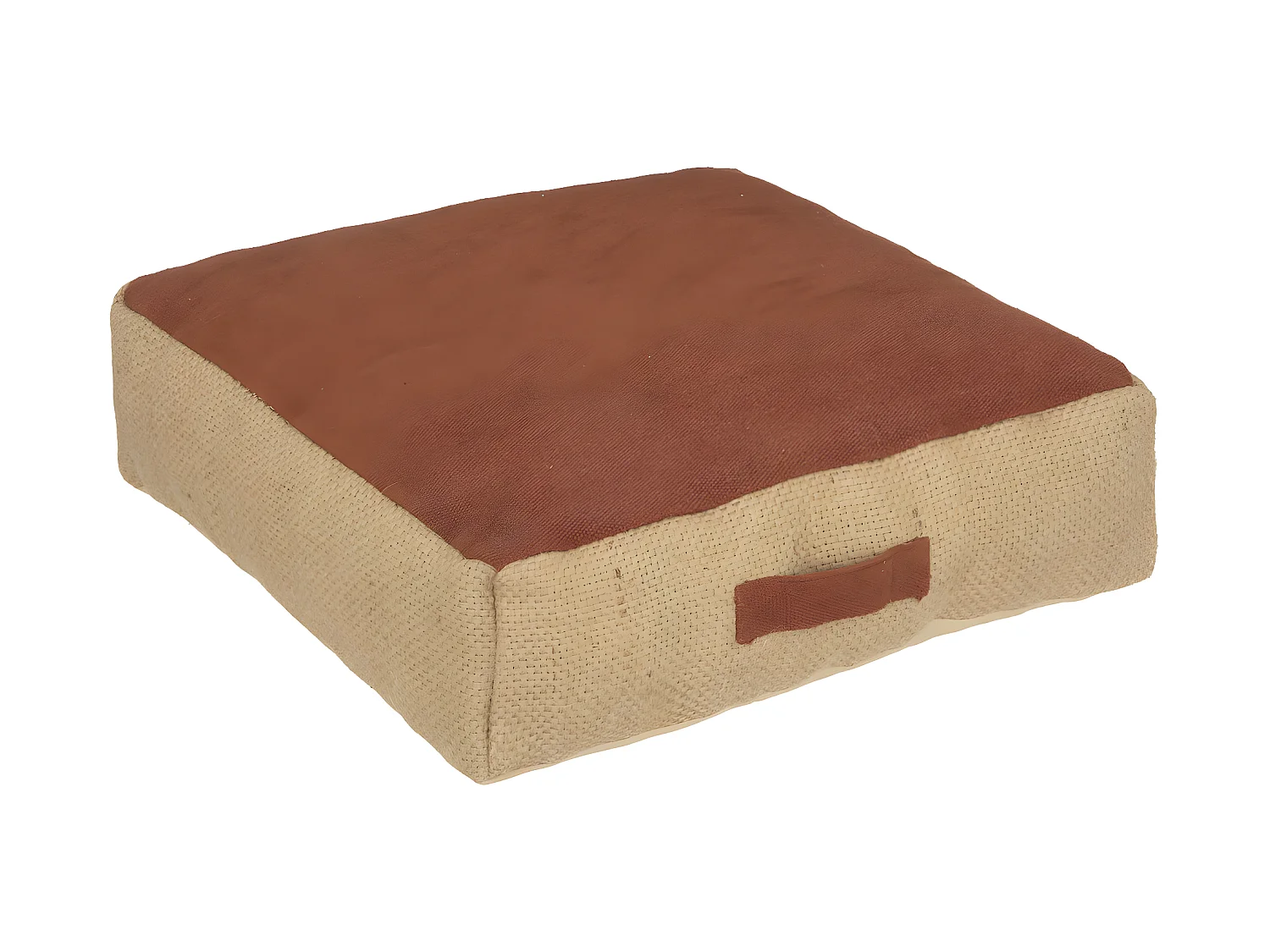 Coussin de sol en Coton Terracotta et Jute 48 x 48 cm