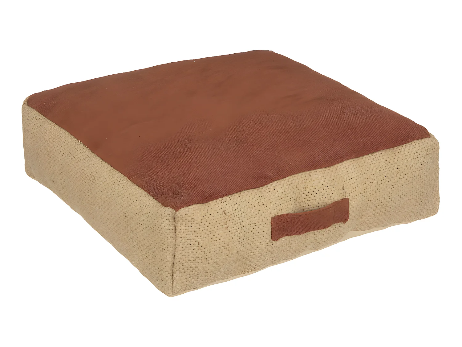 Coussin de sol en Coton Terracotta et Jute 48 x 48 cm