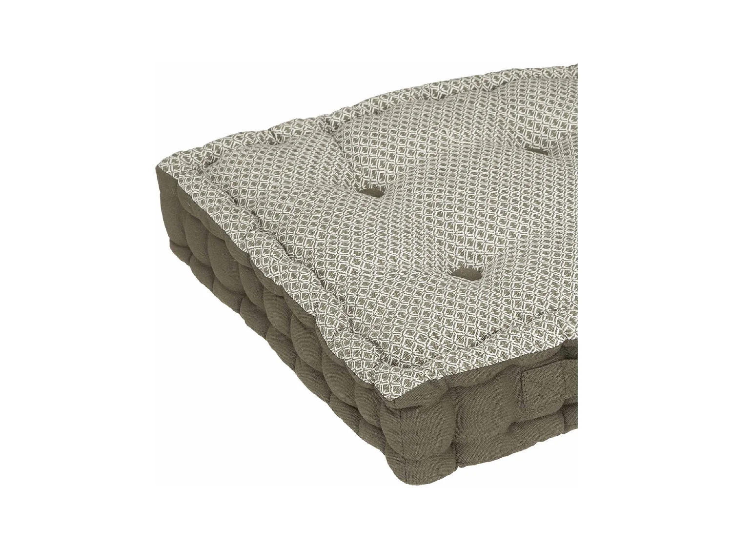 Coussin de sol en Coton Vert Kaki motif Otto 40 x 40 cm