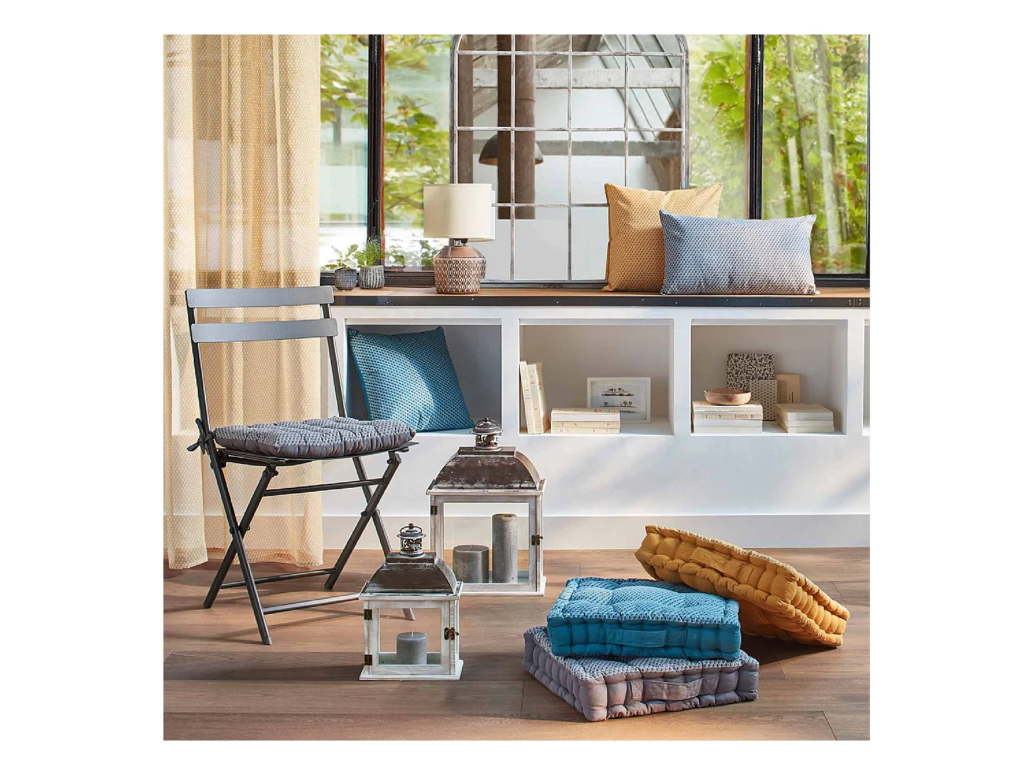 Coussin de sol en Coton Terracotta motif Otto 40 x 40 cm