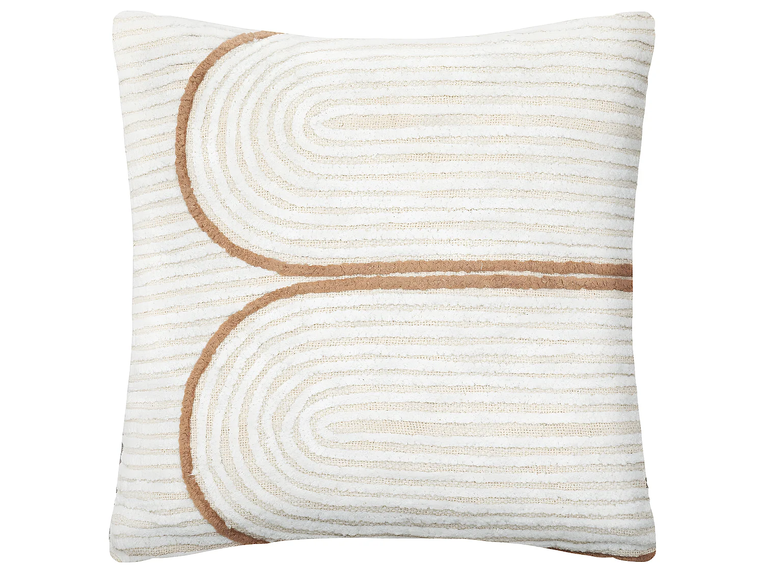 Coussin décoratif déhoussable en coton Ivoire motifs brodés 40 x 40 cm