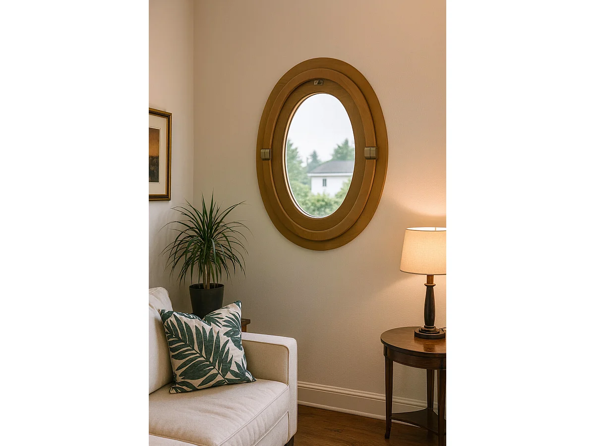 Occhio di bue a 1 anta H.90 x L.60 cm in legno esotico senza maniglia