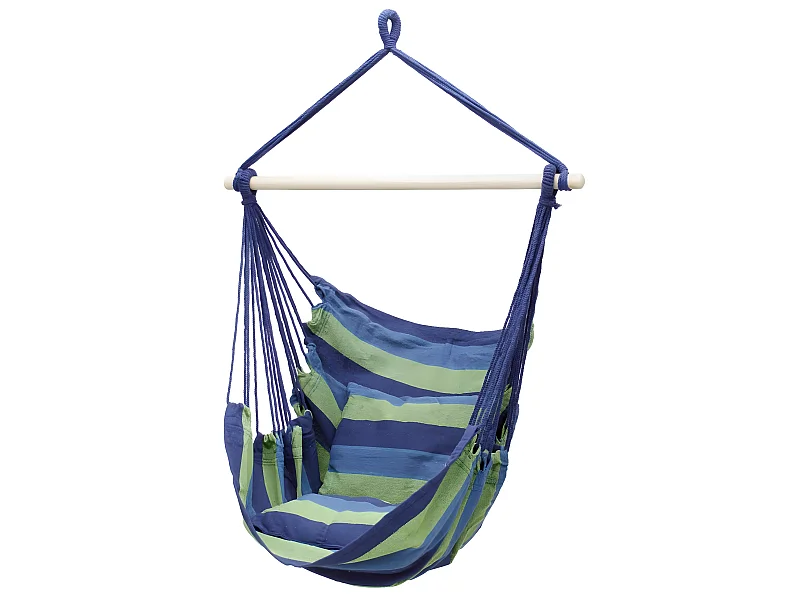 Hamaca silla colgante de jardín columpio azul/verde con 2 almohadas ECD Germany