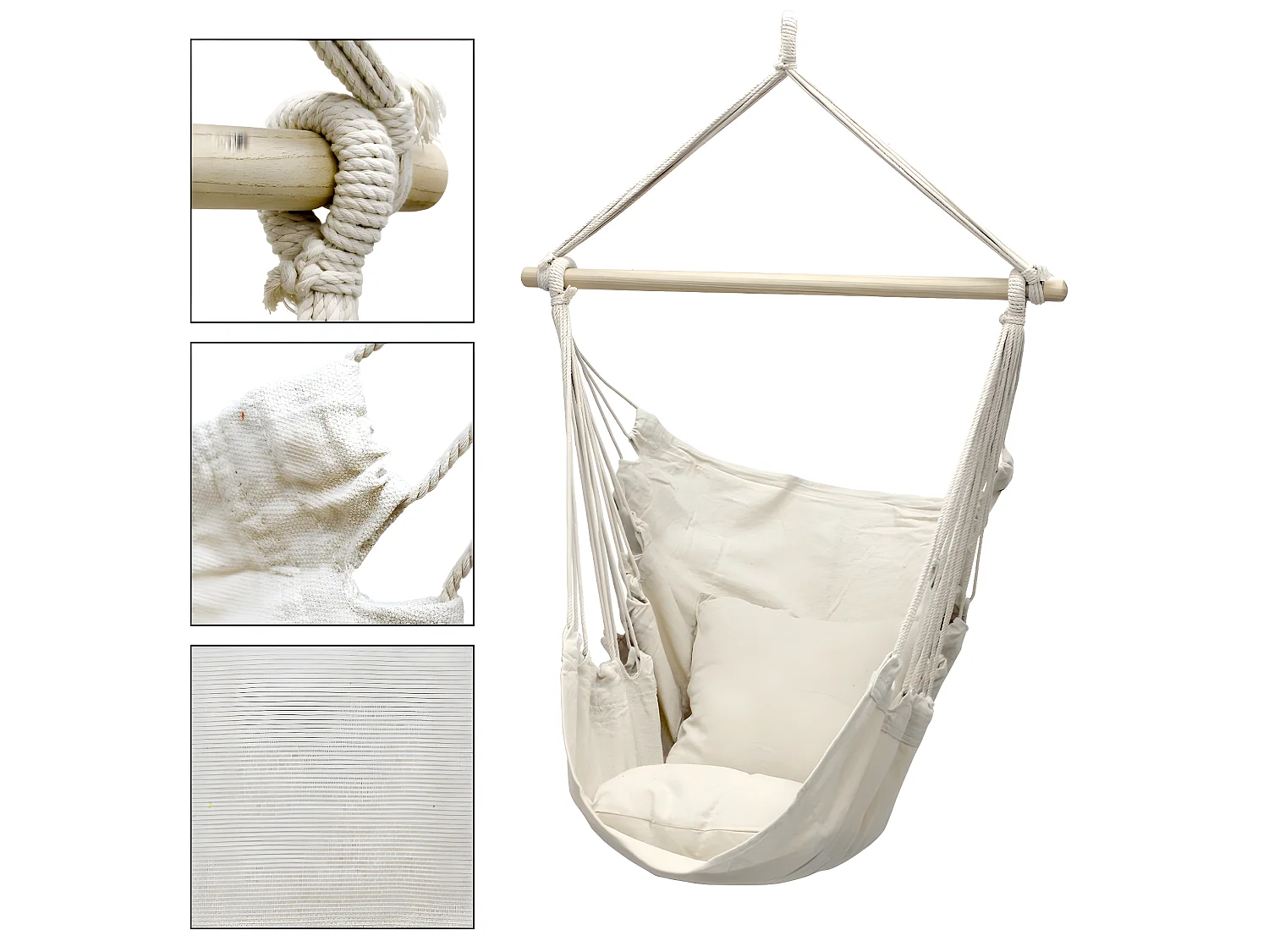 Hamaca silla colgante silla de jardín camping beige ECD Germany