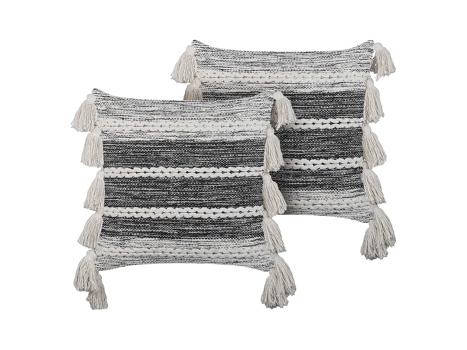 Conjunto de 2 cojines decorativos ROCHEA Algodón 45 x 45 cm Negro A rayas