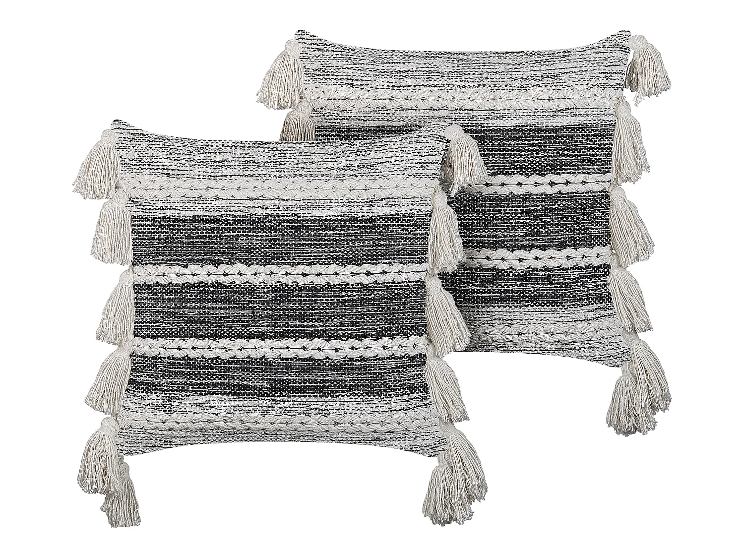 Lot de 2 coussins décoratifs ROCHEA Coton 45 x 45 cm Noir À rayure