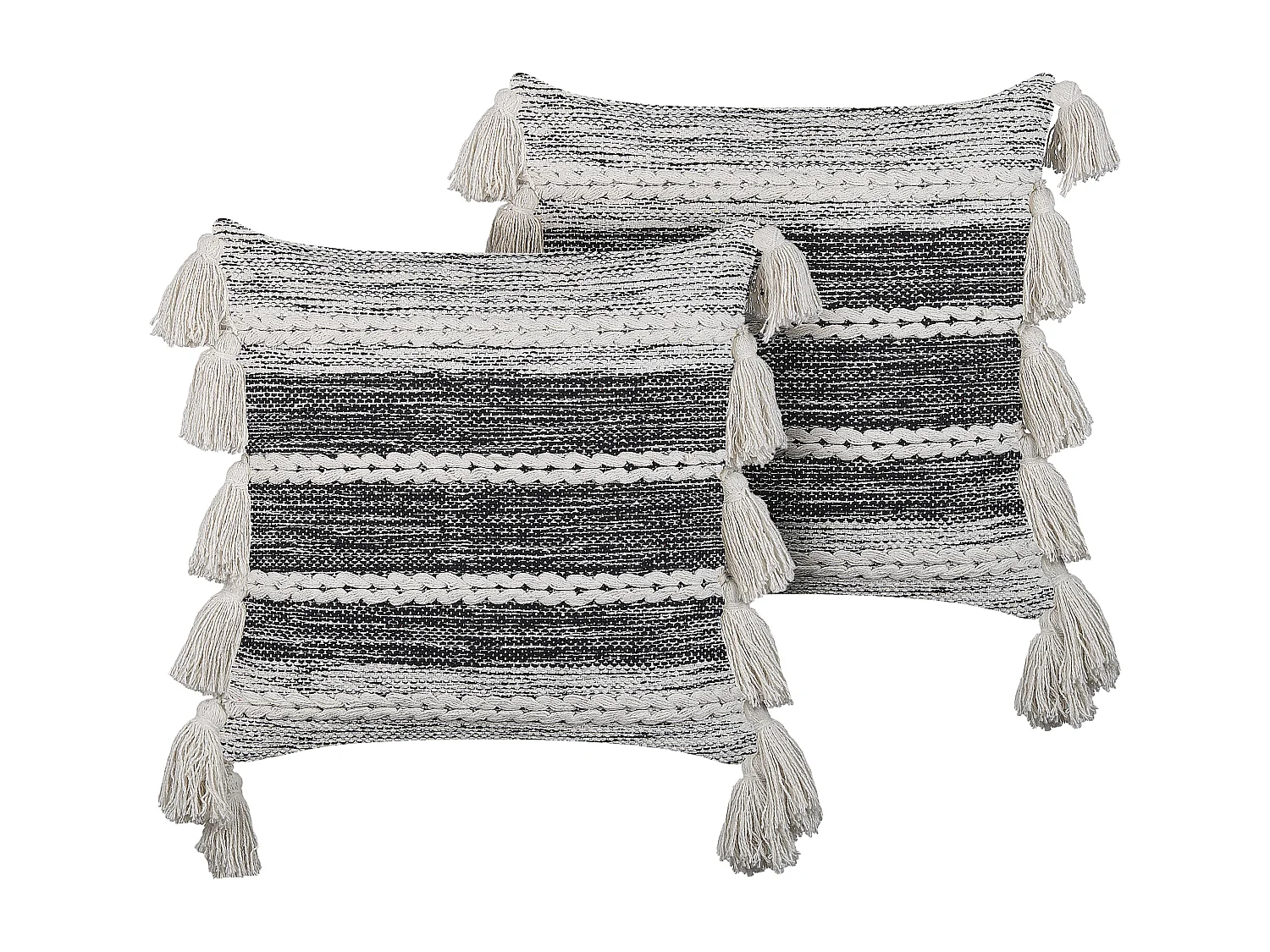 Set van 2 decoratieve kussens ROCHEA Katoen 45 x 45 cm Zwart Gestreept