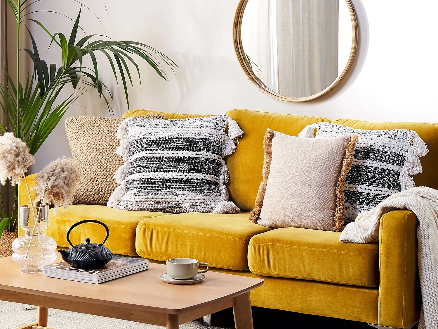 Set van 2 decoratieve kussens ROCHEA Katoen 45 x 45 cm Zwart Gestreept