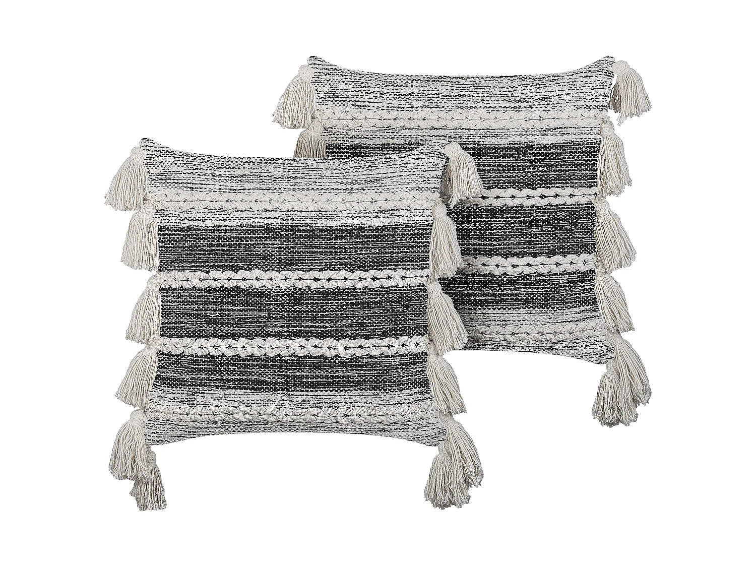 Conjunto de 2 almofadas decorativas ROCHEA Algodão 45 x 45 cm Preto Às riscas