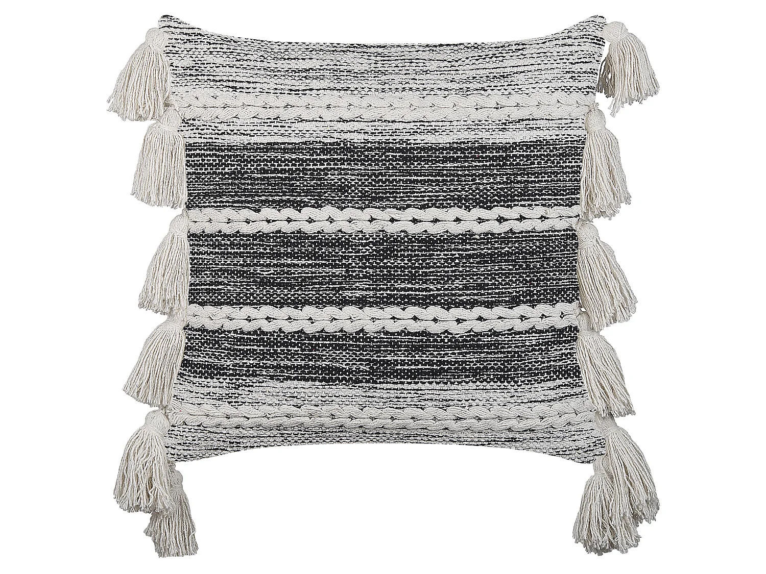 Conjunto de 2 almofadas decorativas ROCHEA Algodão 45 x 45 cm Preto Às riscas
