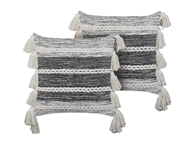 Conjunto de 2 cojines decorativos ROCHEA Algodón 45 x 45 cm Negro A rayas