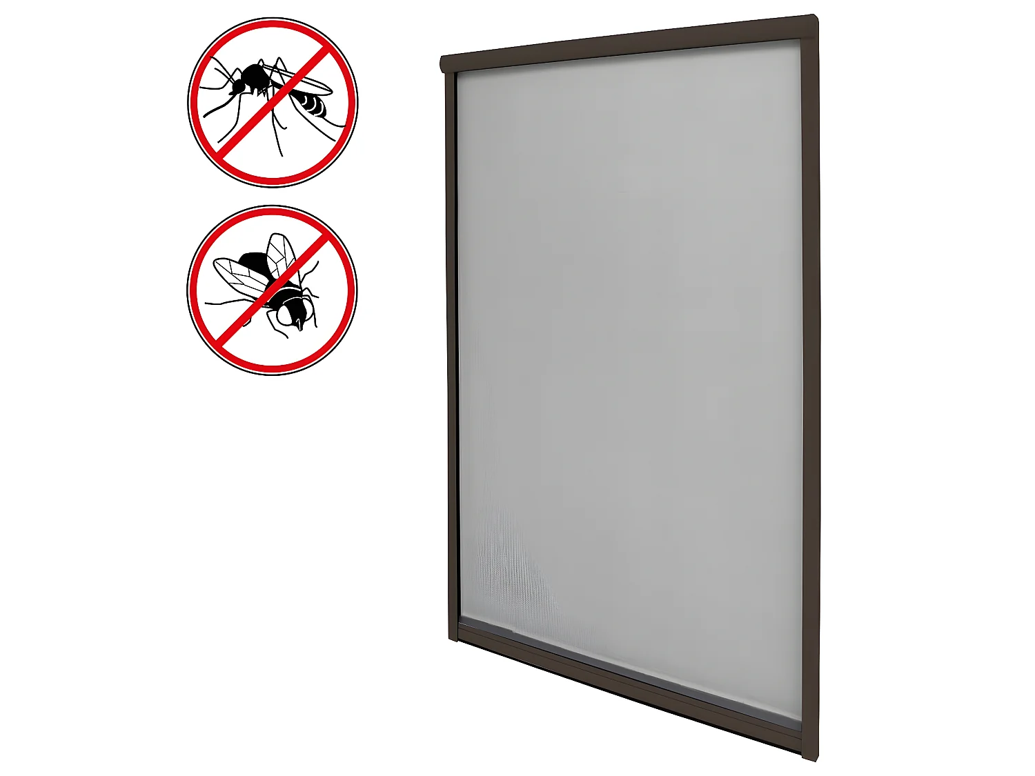 Moustiquaire fenêtre enroulable 100x160cm en aluminium brun ECD Germany