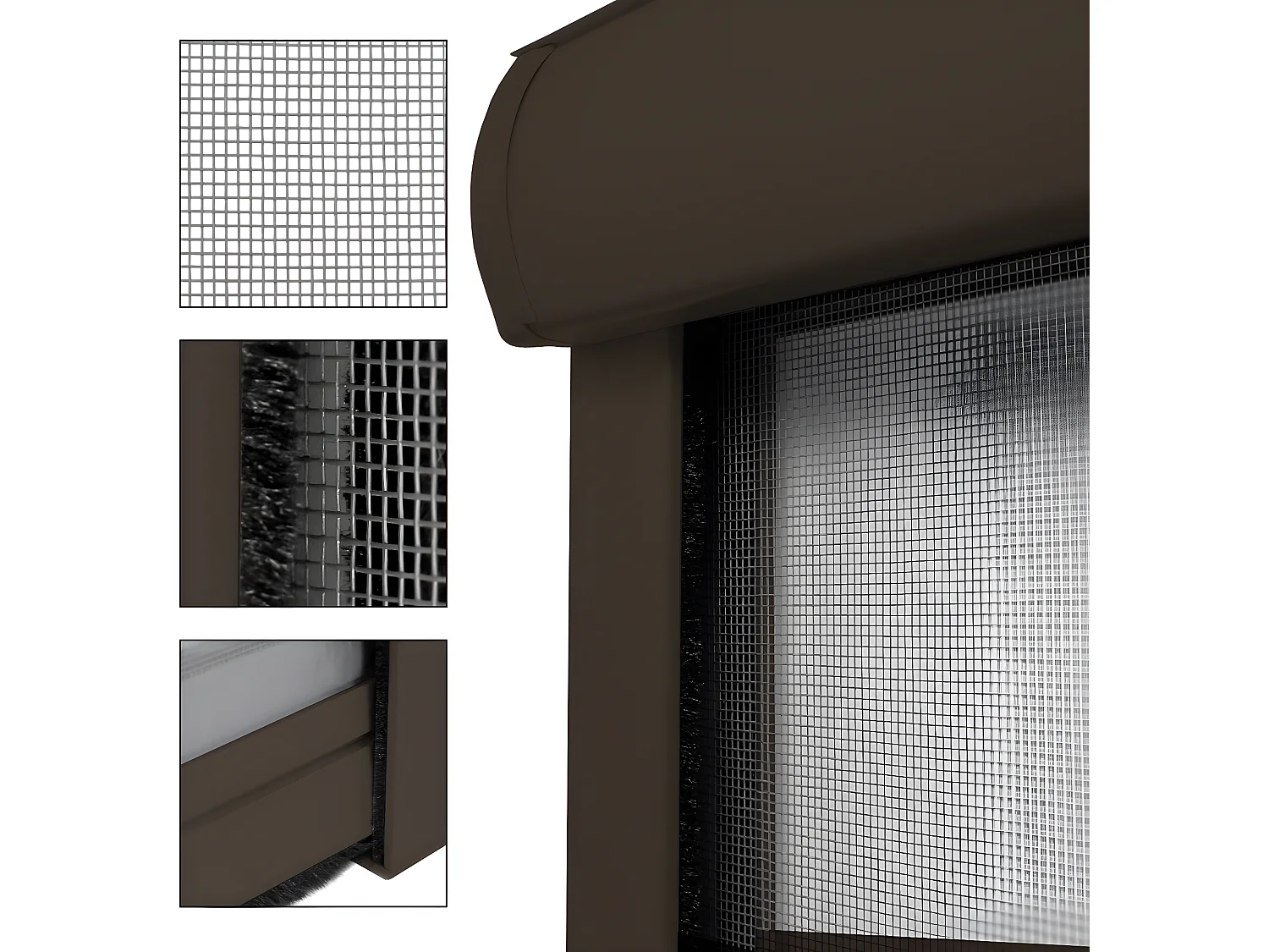 Moustiquaire fenêtre enroulable 100x160cm en aluminium brun ECD Germany