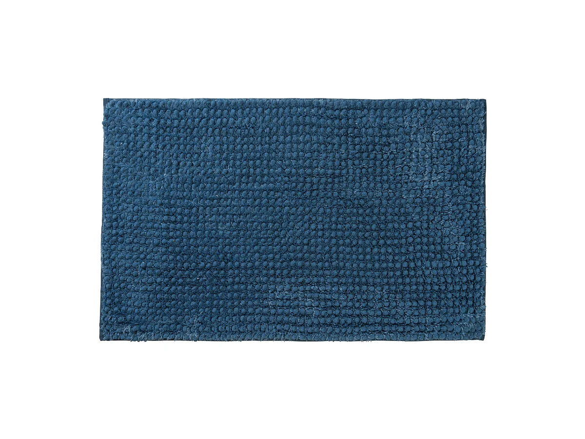 Tapis de bain en polyester uni bleu 50x80cm