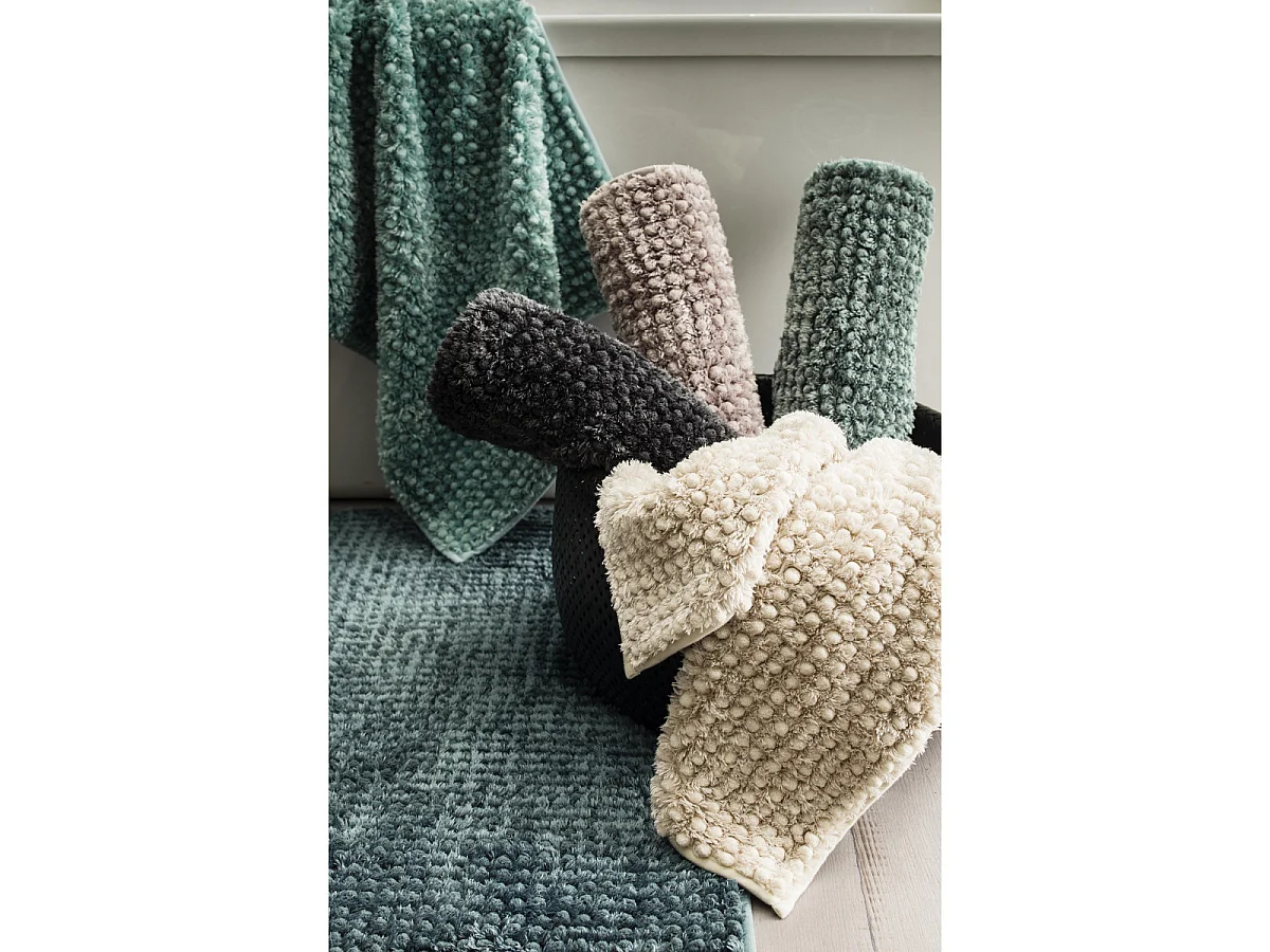 Tapis de bain en polyester uni bleu 50x80cm