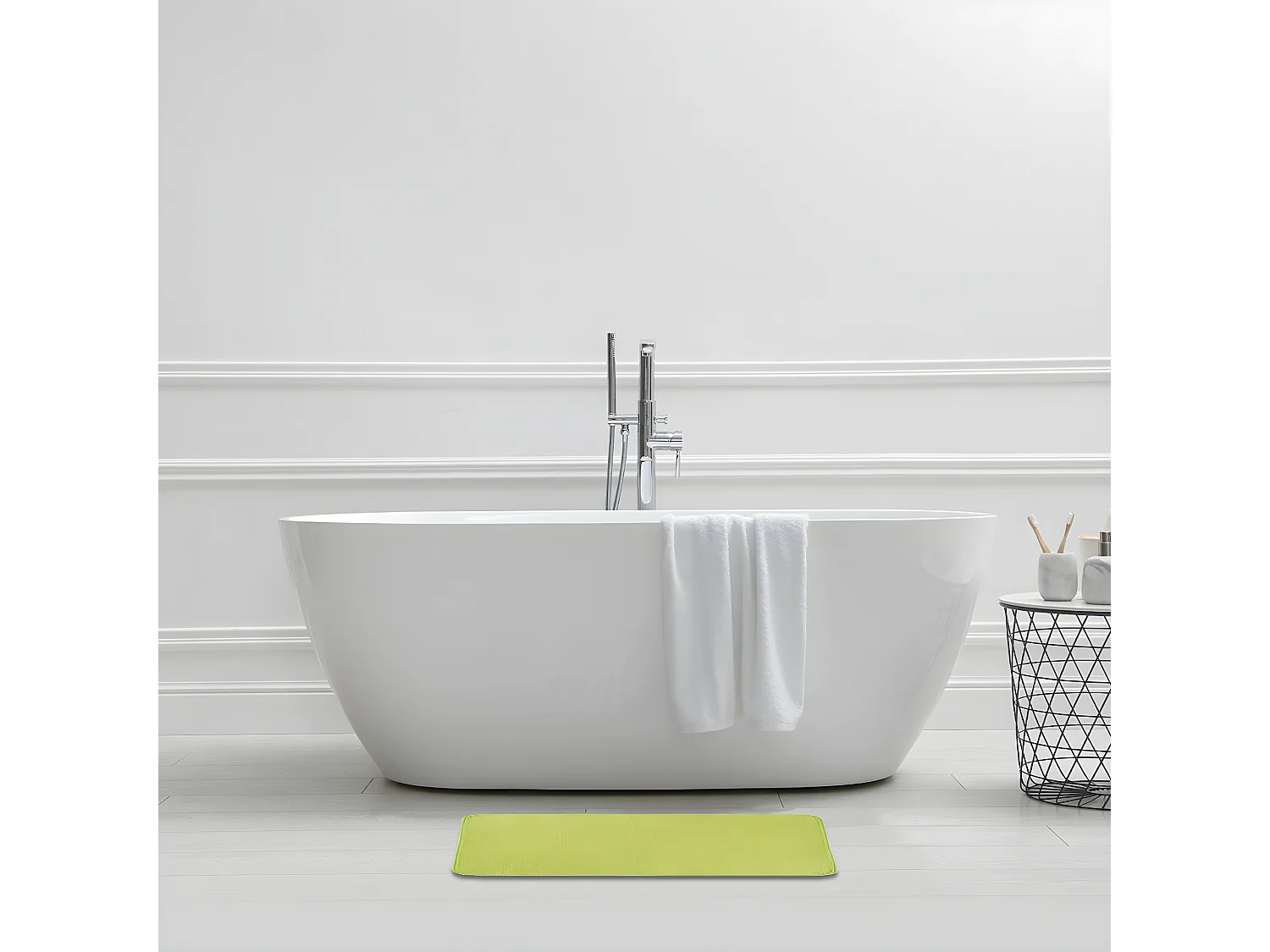 Tapis de bain uni en polyester anis 50x80cm