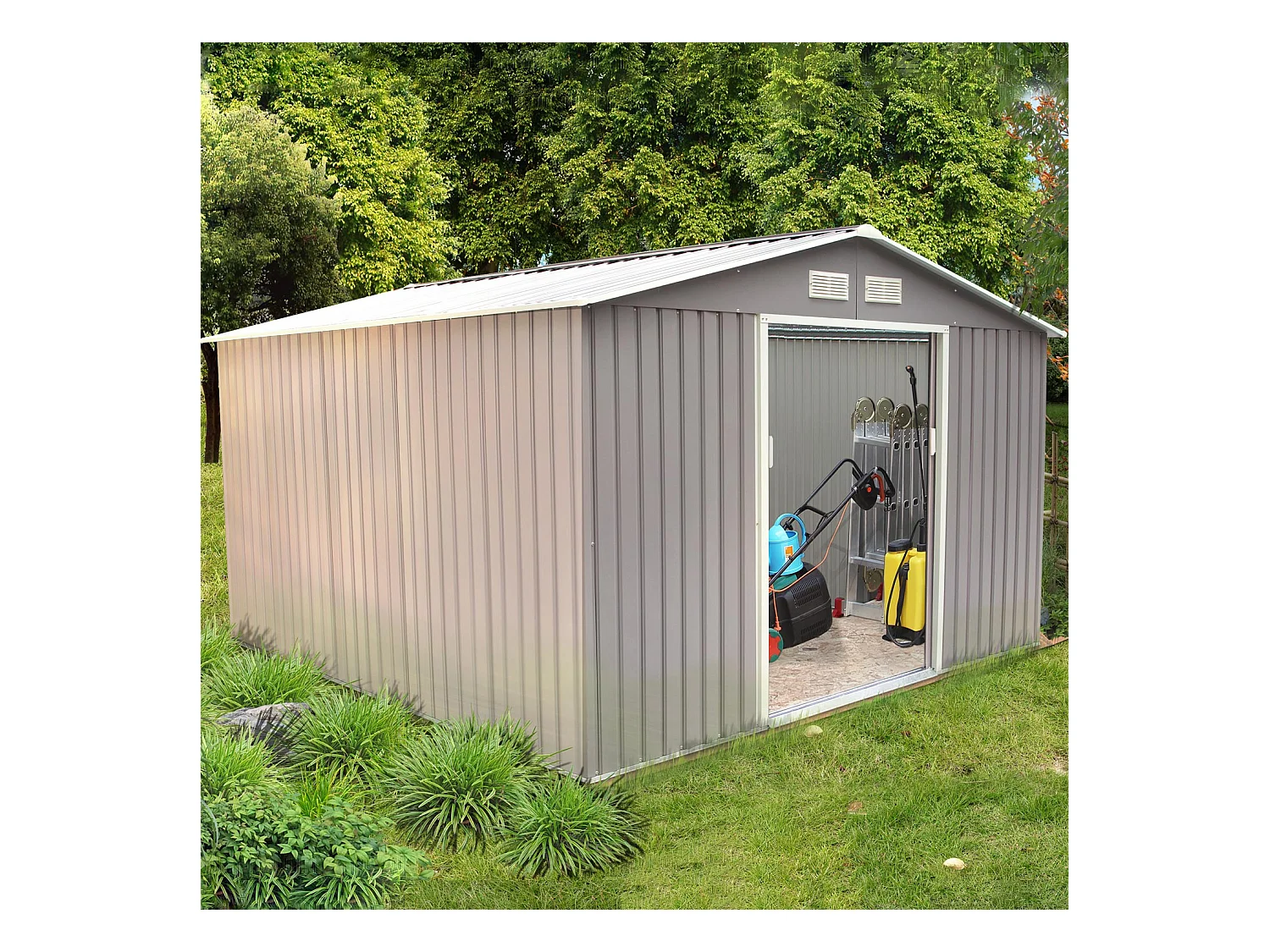 SANCY Tuinhuisje van 10,85 m² in grijs anti-corrosie staal