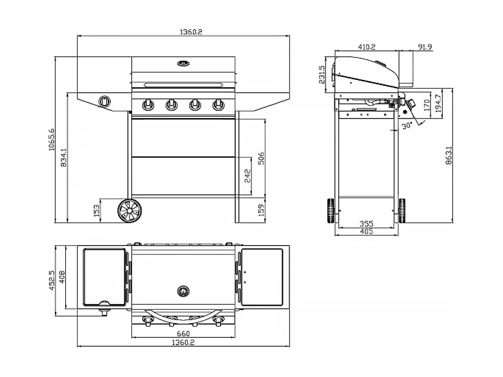 Barbecue à gaz 4 + 1 brûleurs TALLAHASSEE