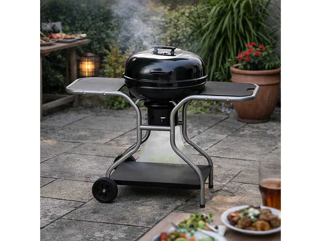 Barbecue bois ou charbon avec couvercle et 3 servantes AUSTIN