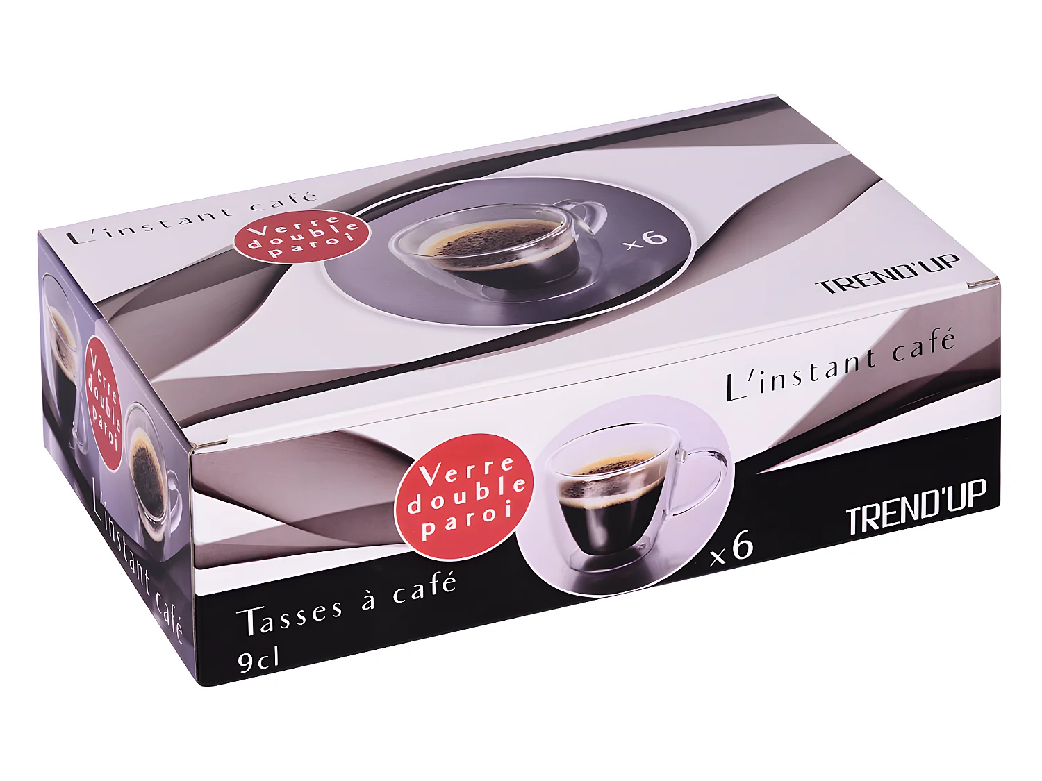 Set de 6 tasses à café Borosilicate 9 cl double paroi