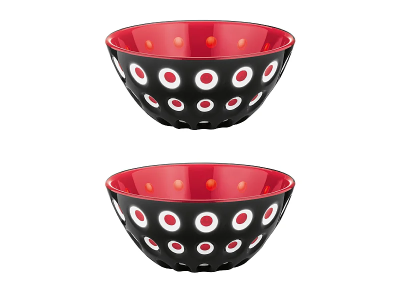 Lot de 2 bols 12 cm Le Murrine noir et rouge