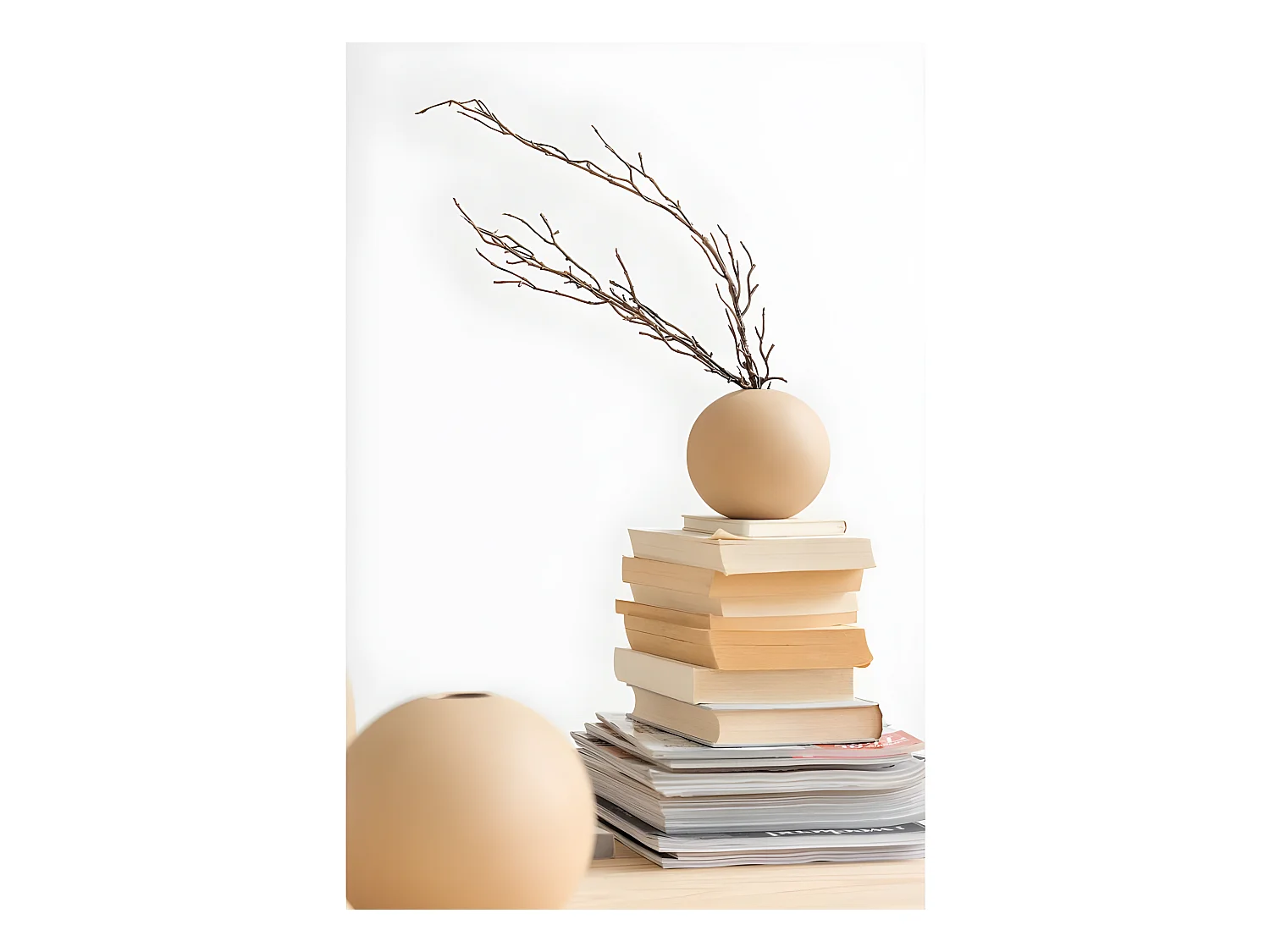 Vaso sferico in ceramica beige D18cm