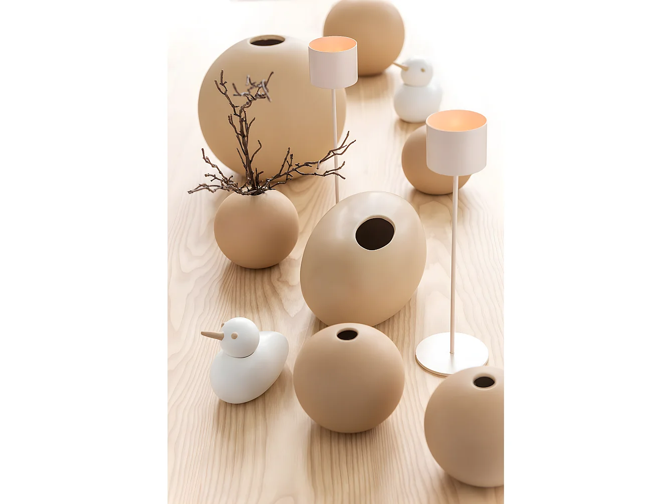 Vase Design "Boule Céramique" 18cm Beige