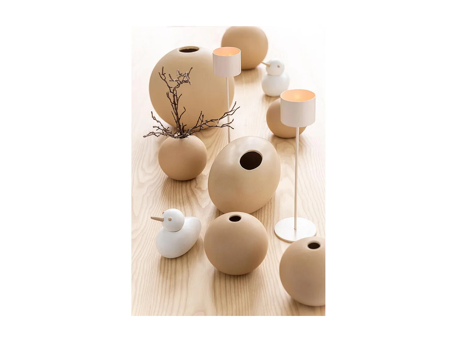 Vase Design "Boule Céramique" 18cm Beige