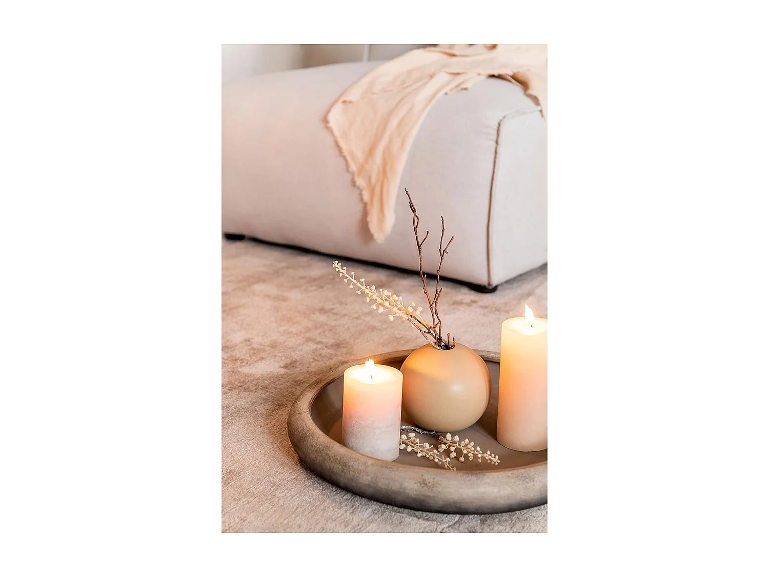 Vase Design "Boule Céramique" 18cm Beige