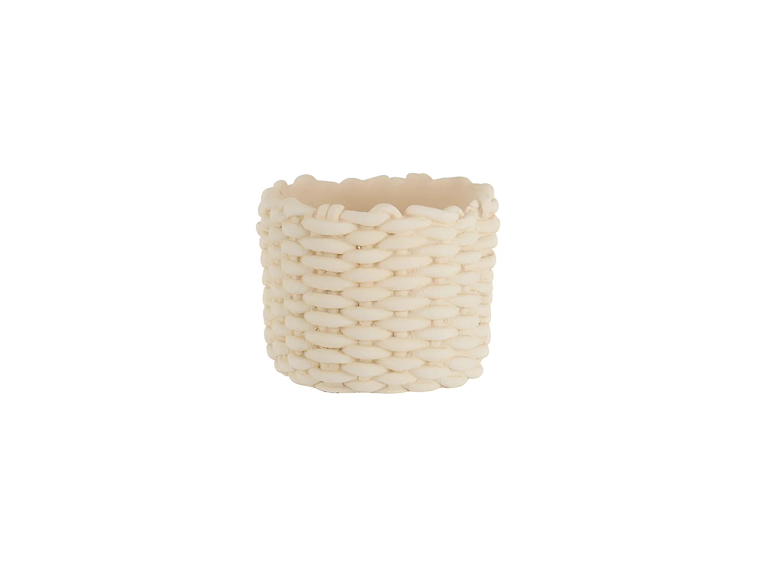 Cache-pot imitation corde ciment beige médium