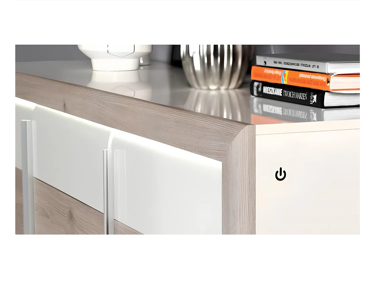 salle à manger complète CANNO chêne clair et blanc