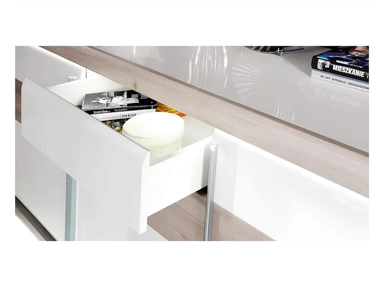 salle à manger complète CANNO chêne clair et blanc