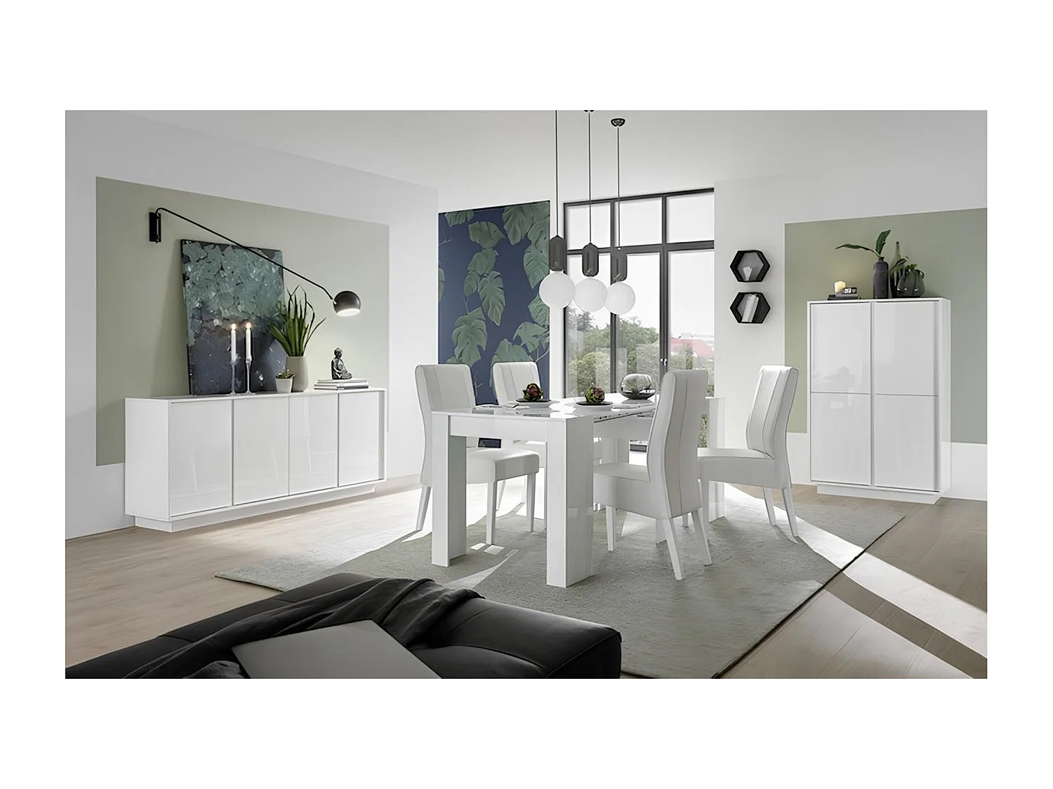 Salle à manger ICE blanc laqué - AVEC Argentier