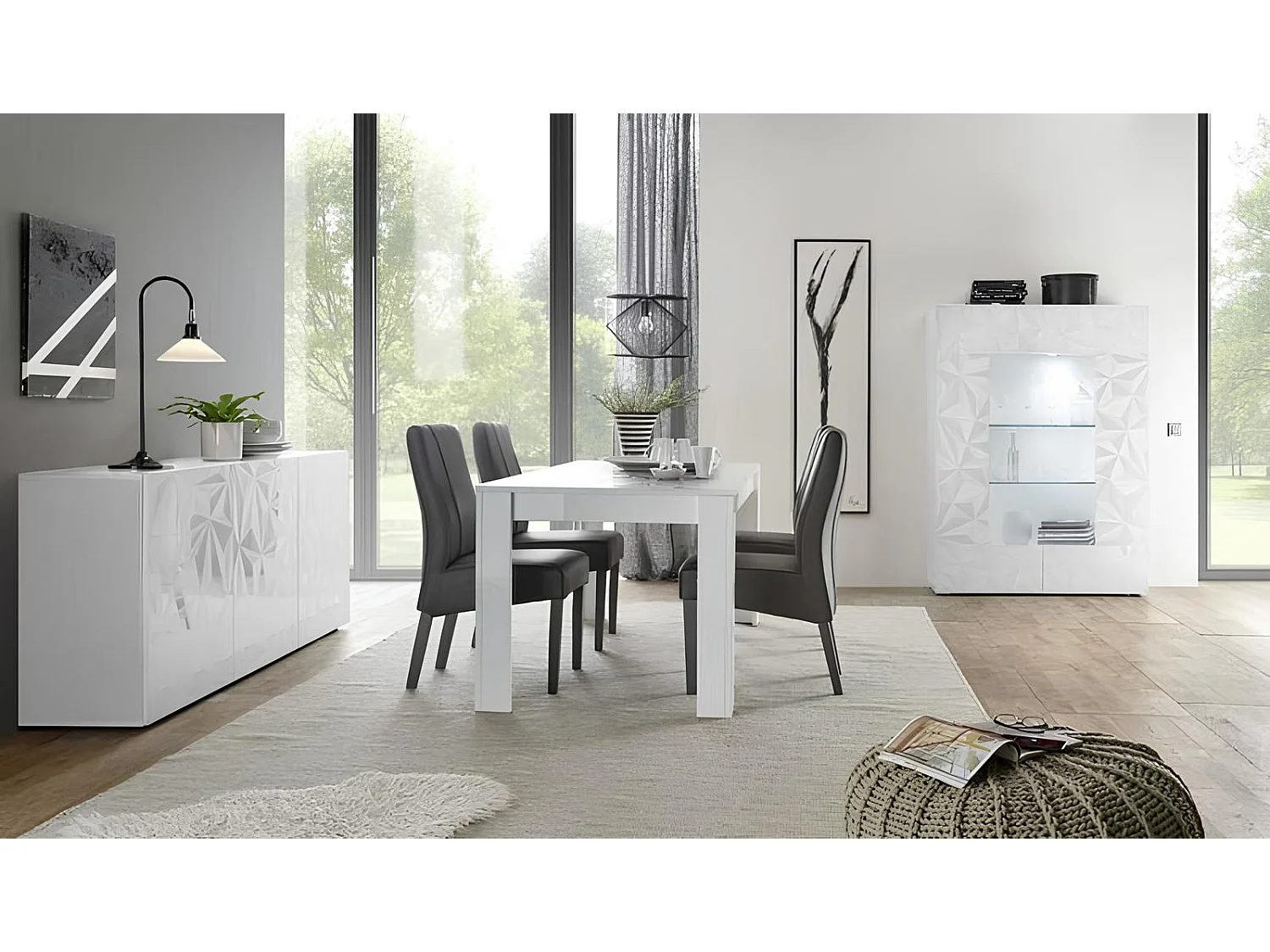 Salle à manger complète LUTHER 3 éléments en blanc