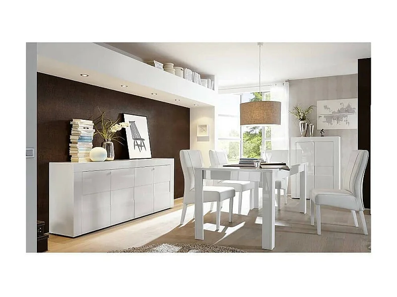 Salle à manger complète EASY blanc laqué - SANS Argentier