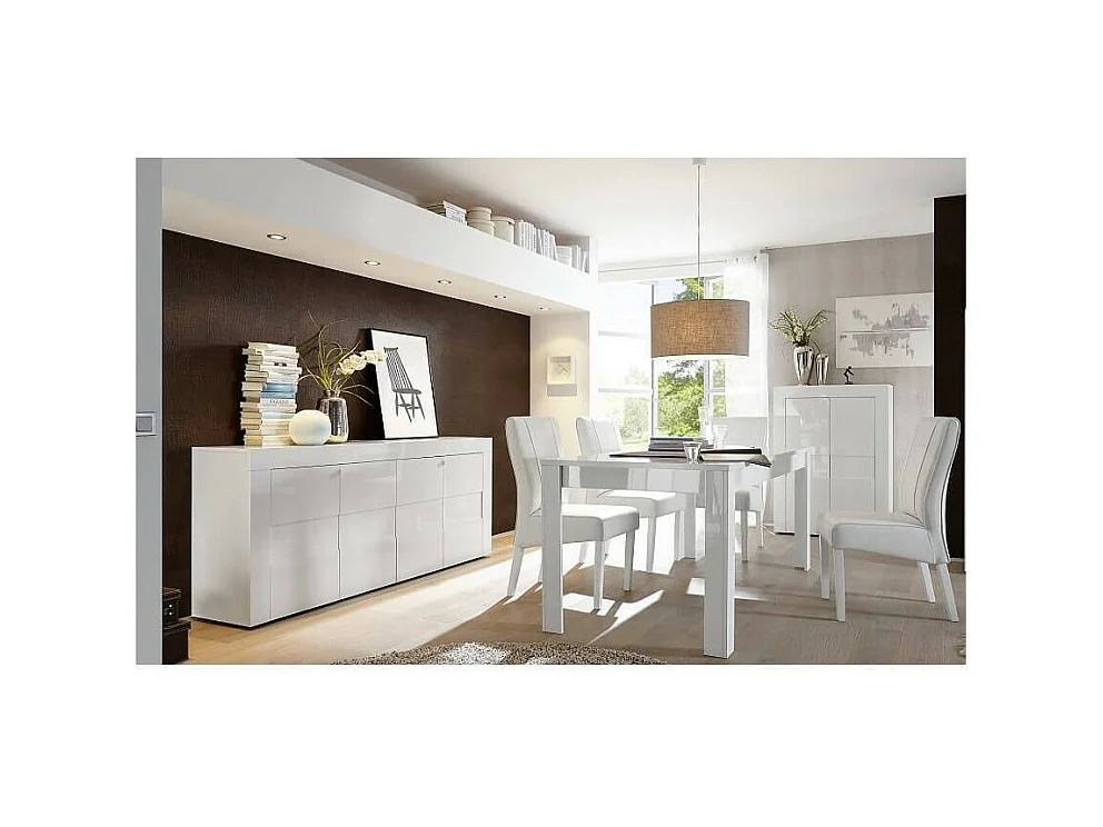 Salle à manger complète EASY blanc laqué - SANS Argentier