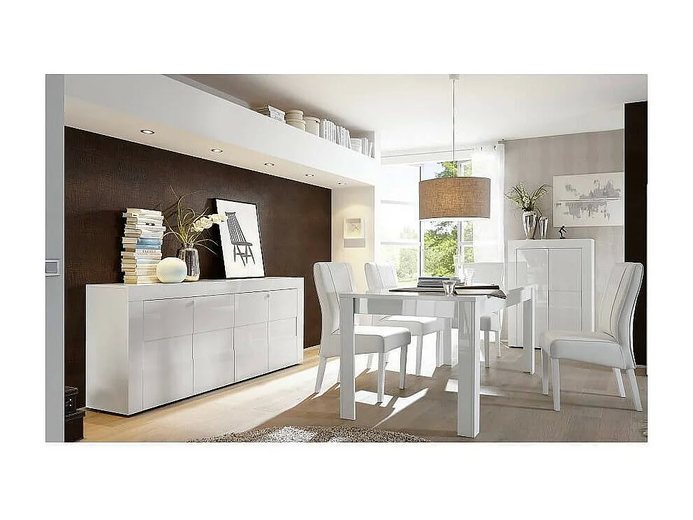 Salle à manger complète EASY blanc laqué - SANS Argentier