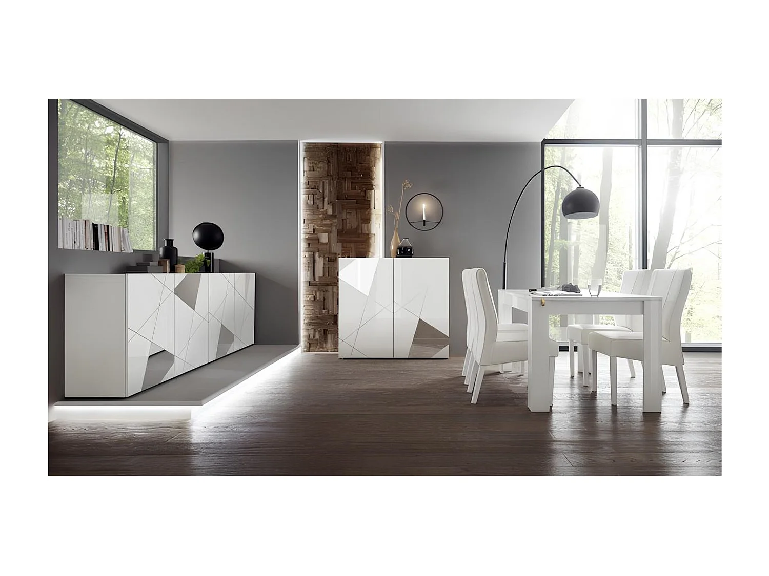 Salle à manger VITTORIA blanc laqué - AVEC Buffet