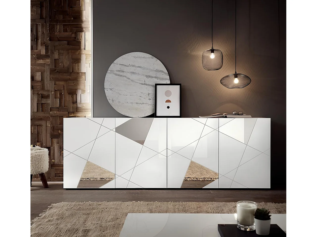 Salle à manger VITTORIA blanc laqué - AVEC Buffet