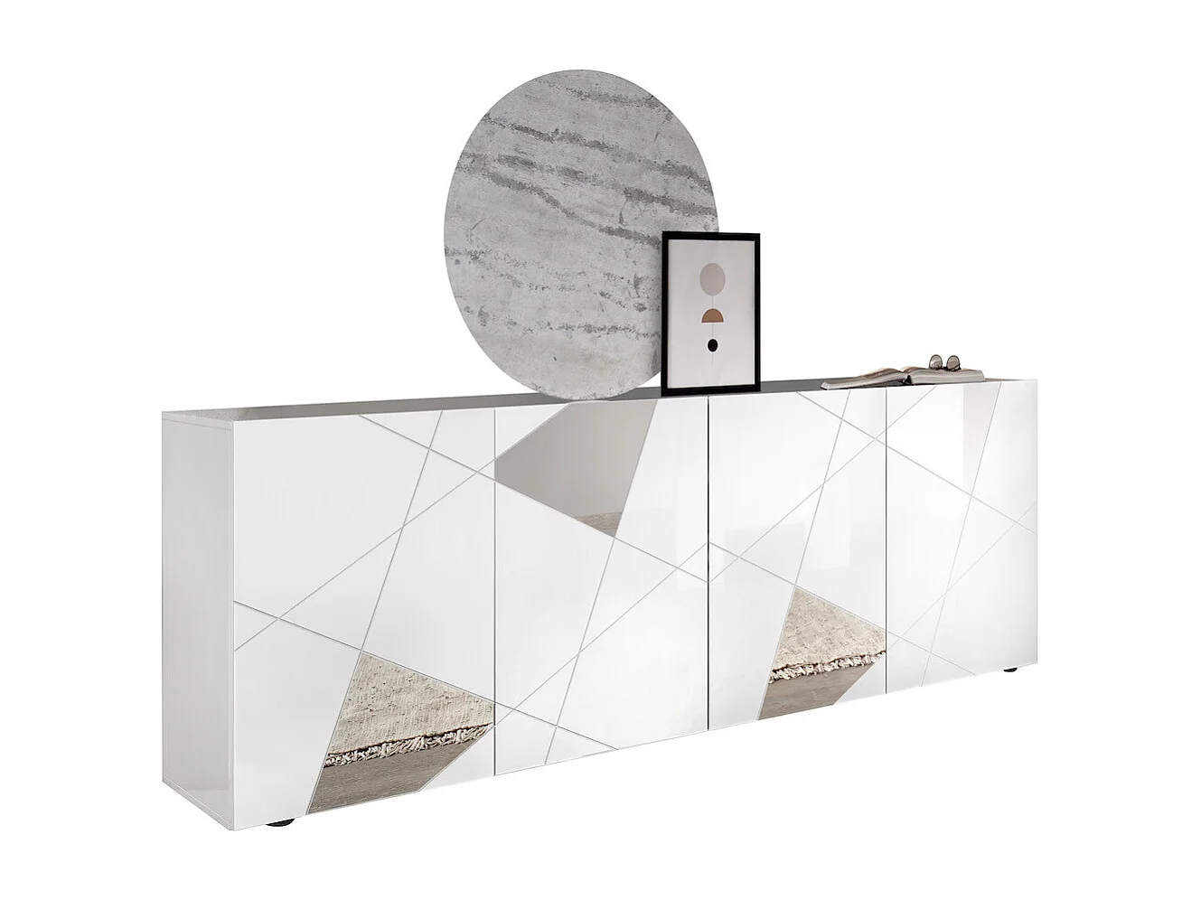 Salle à manger VITTORIA blanc laqué - AVEC Buffet