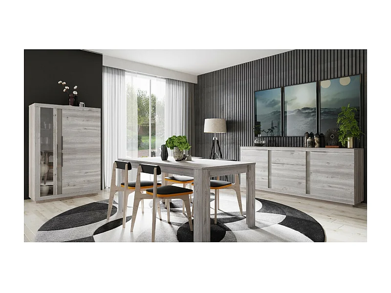 Salle à manger complète LISA LIGHT gris cérusé
