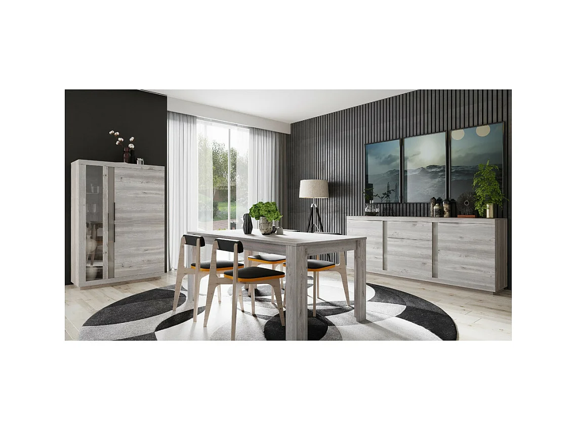 Salle à manger complète LISA LIGHT gris cérusé