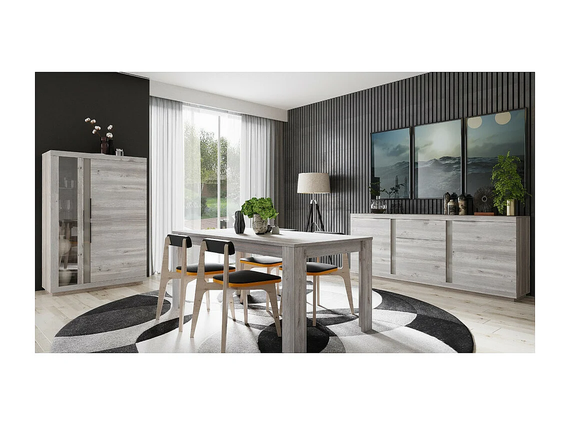 Salle à manger complète LISA LIGHT gris cérusé