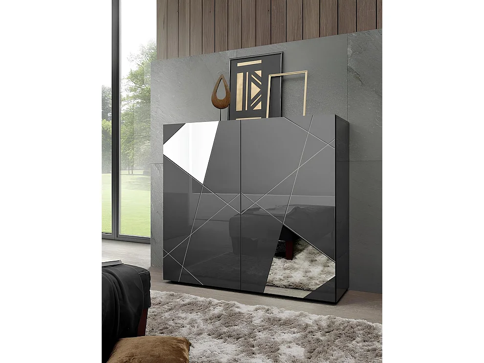 Salle à manger VITTORIA gris anthracite laqué - AVEC Buffet