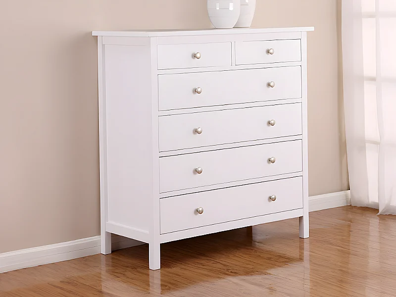 Commode ALBANE - 6 tiroirs - Pin blanc