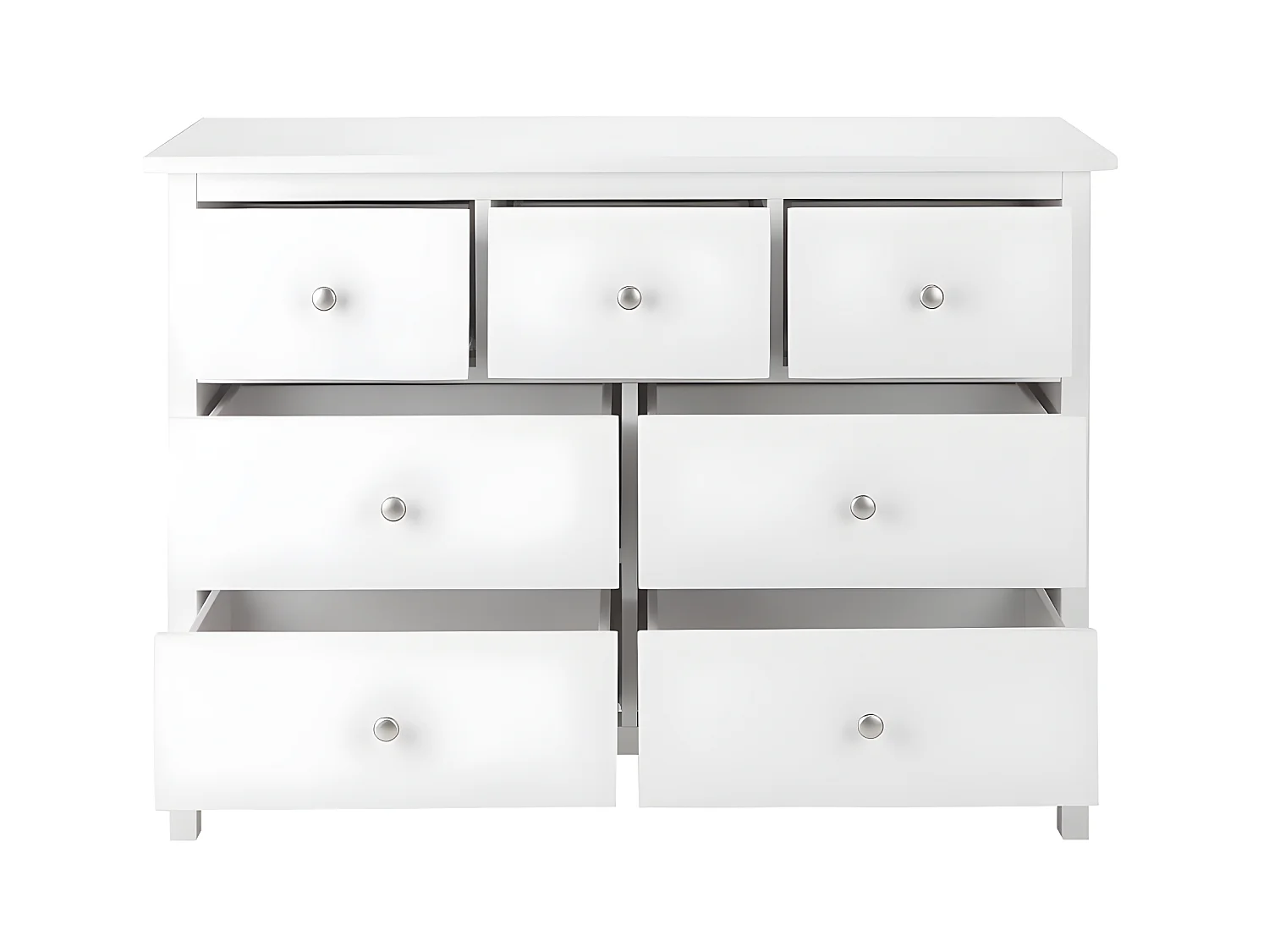 Komoda ALBANE - 7 szuflad - Biała sosna