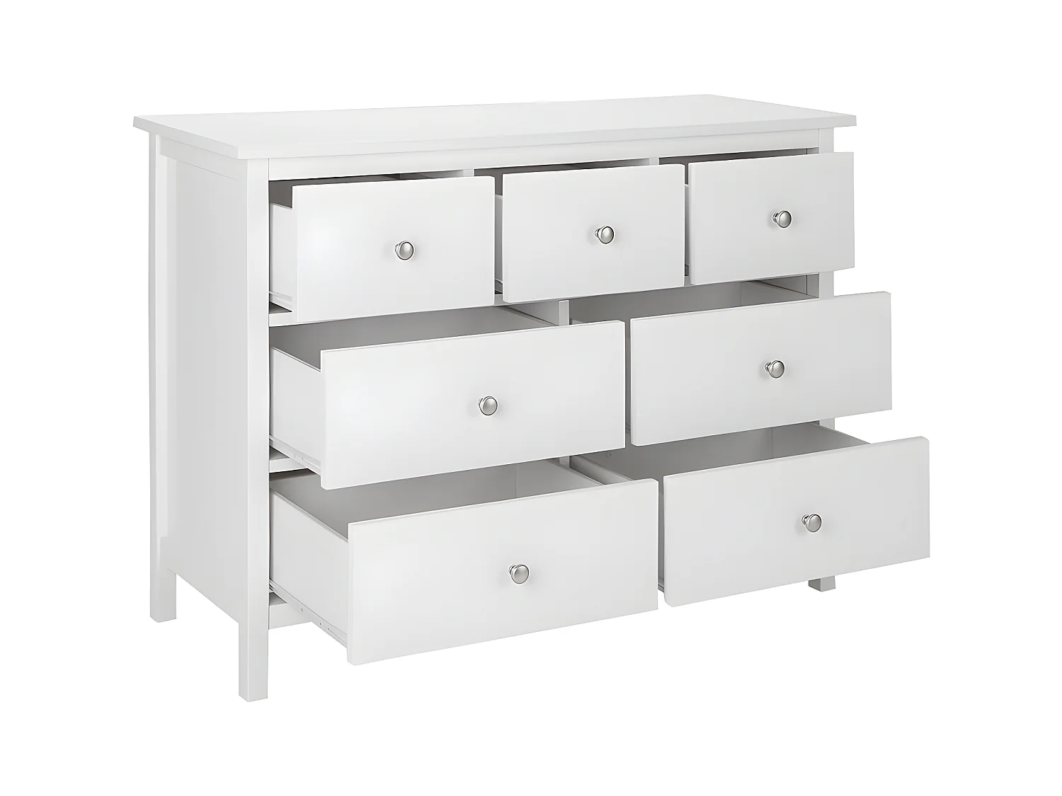 Komoda ALBANE - 7 szuflad - Biała sosna