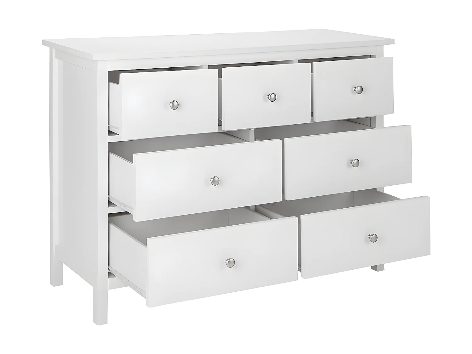 ALBANE kommode - 7 skuffer - Hvid fyrretræ